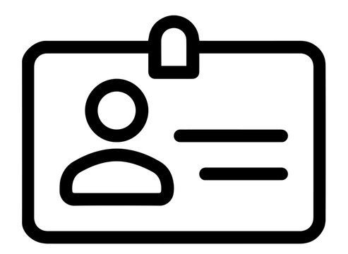 Employee ID badge with user profile and text lines. identification, personal data, corporate access. HR documentation, staff registration, workplace security systems, professional identification in bu