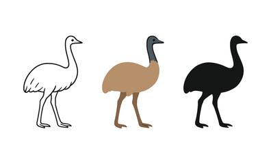 Naklejka premium Three stylized bird silhouettes in varied artistic interpretations