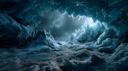 Turquoise ice cave a nature's ethereal light