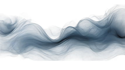 Abstract flowing light blue smoke or ink cloud isolated on transparent background