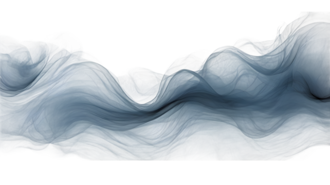 Abstract flowing light blue smoke or ink cloud isolated on transparent background