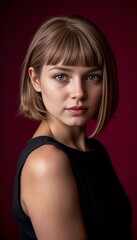 Fototapeta premium a woman in a black dress with a short hairstyle