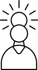 Minimal Line Art Icon of Person with Rays Above on Transparent Background