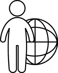 Minimalist Line Art Icon of Person Standing on transparent background
