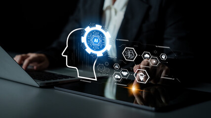 AI integrated with human cognition, supporting decision-making, automation, robotics, data...