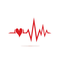 heartbeat isolated in White Background, heartbeat vector, Flat lay vector illustration