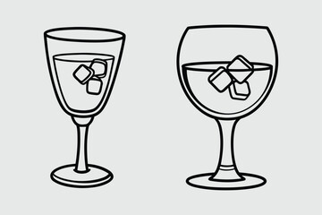 glass of wine, glass of champagne vector art