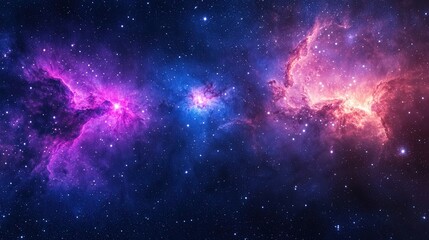 Fototapeta premium Stunning Cosmic Scene with Purple and Pink Nebulae that Captures the Beauty of the Universe and its Vibrant Colors