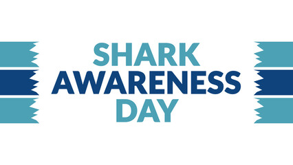 Shark Awareness Day text with side lines on a White background. Which is observed every year in July to celebrate Shark Awareness Day.