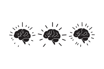 Shining brain icons representing ideas and intelligence