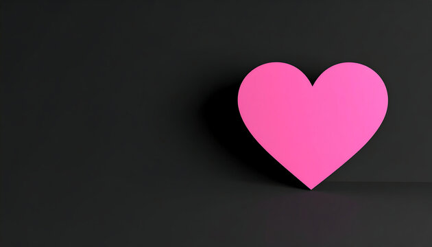 Vibrant pink heart stands out against dark background, creating striking visual contrast that evokes feelings of love and warmth