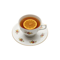 Elegant tea set with floral patterns, including a teacup and saucer, evoking vintage charm.