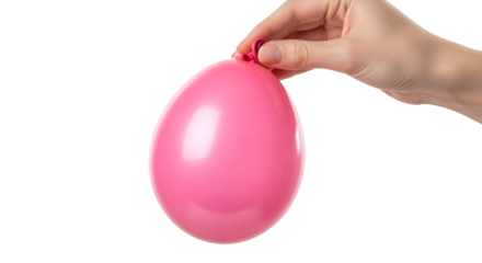 Hand Holds Pink Balloon on Transparent Background for Celebration and Decoration