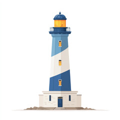  lighthouse isolated in White Background, lighthouse vector, Flat lay vector illustration
