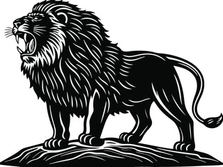 Fototapeta premium Bold Standing Lion in Roaring Pose Artwork lion vector illustration