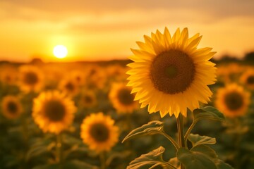 Obraz premium Sunflower Sunset Beauty Nature Scene