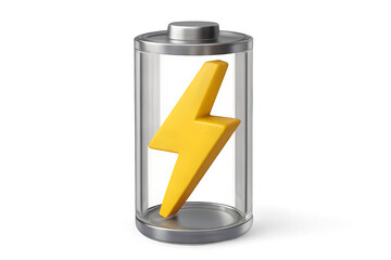 Transparent Battery with Lightning Symbol for Renewable Energy and Clean Power Branding
