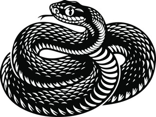 Fototapeta premium Striking Snake with Tongue Out black snake vector illustration