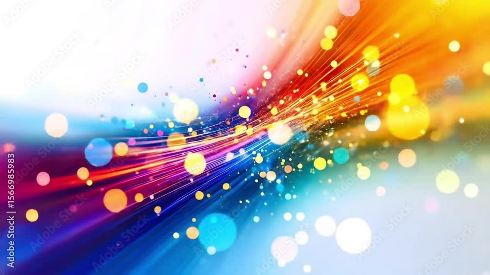 Poster dynamic and colorful abstract background with vibrant light effects and bokeh particles