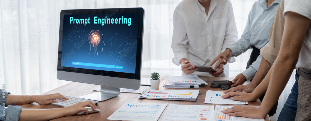 Poster generative ai virtual assistant tools for prompt engineer and user for ease of engage artificial int