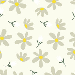 Hand drawn flowers. Seamless background with abstract cute flowers. Vector design ornament for paper; cover; fabric; interior decor; textile; fabric; wallpaper; surface design; label; packaging