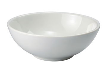 White ceramic bowl isolated on a plain white background perfect for kitchen and dining purposes