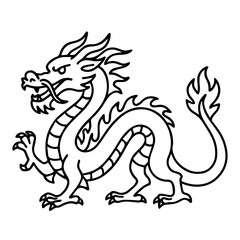 line icon mythical creature chinese dragon vector on white background
Vector line icon on white background