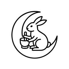 line icon mythical Moon Rabbit vector on white background
Vector line icon on white background