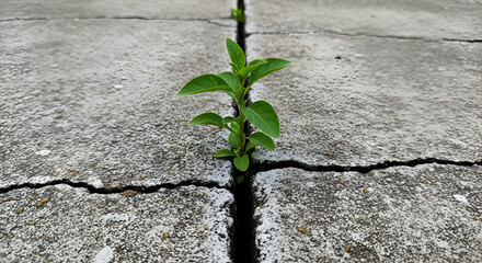 Plant growing from crack in concrete