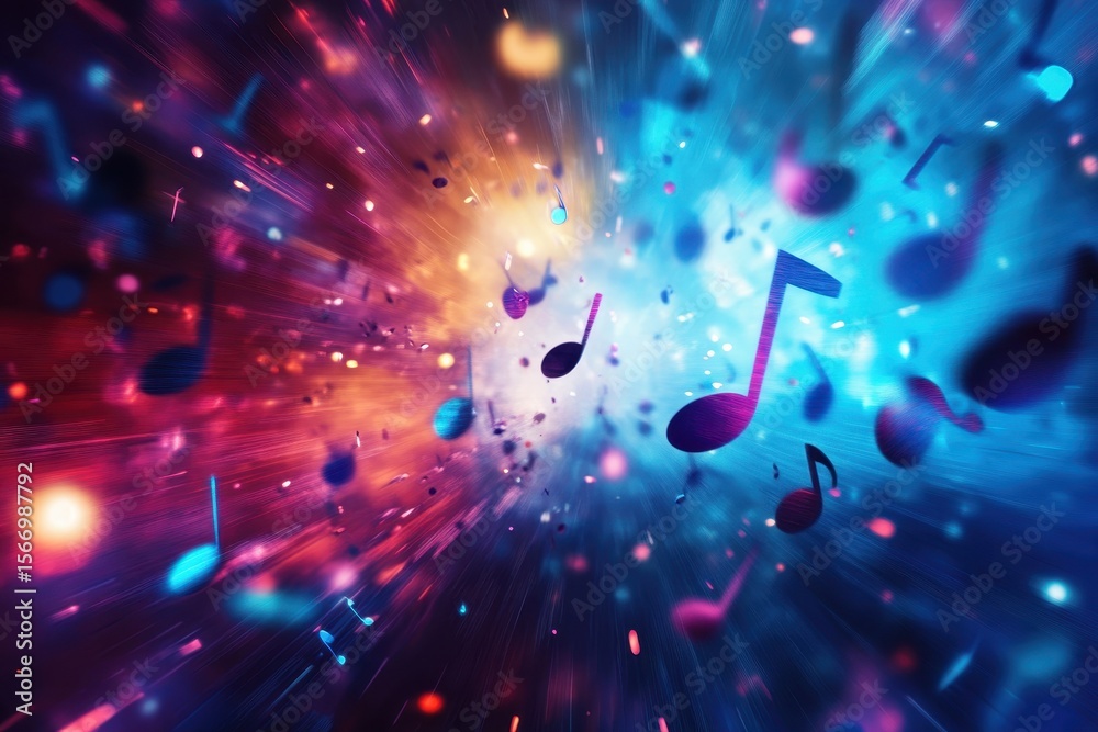 Poster Dynamic abstract music icons create a captivating motion background experience for creative projects, abstract music icons motion background