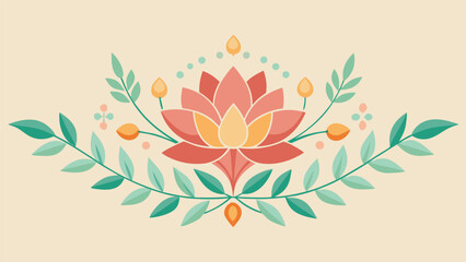 Boho Lotus Floral Divider | Pastel Botanical Line Art | Decorative Ornament Vector