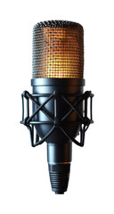 Recording session with vintage microphone isolated on transparent background