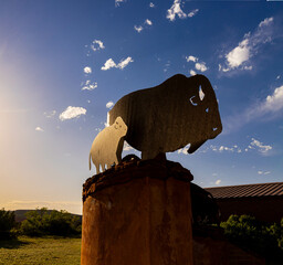 Steel Cutouts of Buffalo at The Amphitheater, Caprock Canyons State Park, Quitaque, Texas, USA