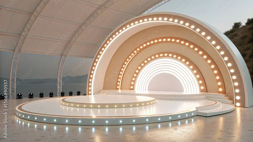 Fototapete elegant outdoor stage design modern architectural rendering of a circular performance area with illu