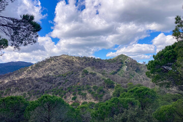Panoramic view unfolds from the scenic hiking path leading to Mijas peak, showcasing the stunning...