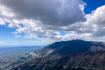 Panoramic view unfolds from the scenic hiking path leading to Mijas peak, showcasing the stunning...