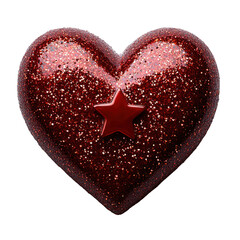 Festive heart decorations in a sparkling digital love environment isolated on transparent background