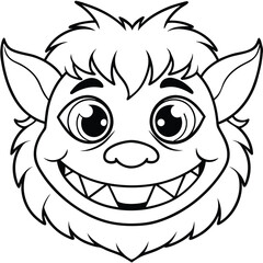 Funny cartoon lion face vector illustration with a comic animal design