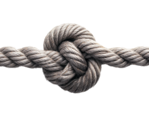 Rope knot tying techniques workshop instructional guide overhead view isolated on transparent background