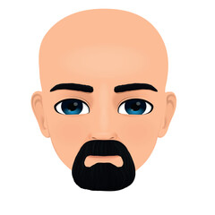 bald, bearded handsome man face