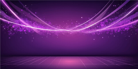 Fototapeta premium This bright, colorful abstract background features a flowing purple and pink wave pattern with light, energetic lines for a modern design