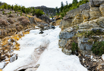 Snow Filled Creek on The Echo Trail, Spring Mountains National Recreation Area, Nevada, USA
