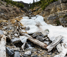 Snow Filled Creek on The Echo Trail, Spring Mountains National Recreation Area, Nevada, USA