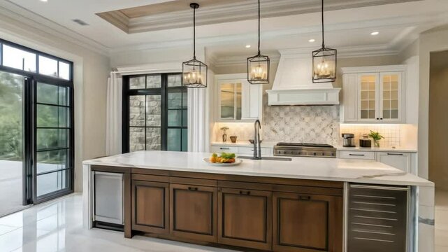 Modern kitchen design ideas: luxury kitchen island, white cabinets and open floor plan inspiration