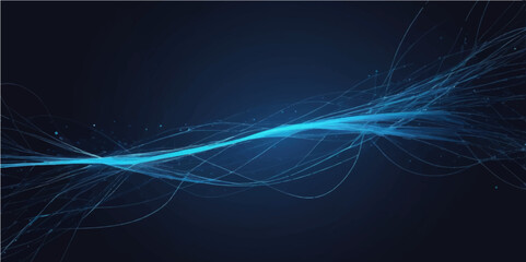Abstract blue background with flowing fractal lines and energy waves creates a dynamic digital art wallpaper