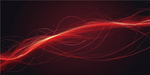 Abstract red fractal background with flowing lines and dynamic light waves