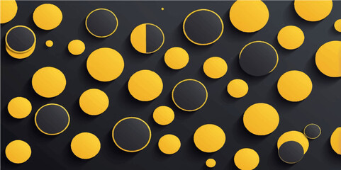 Golden seamless polka dot pattern on an abstract yellow and orange background with metallic circles