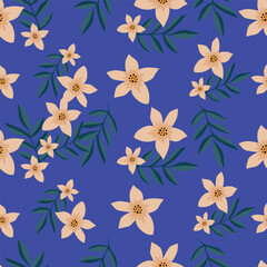 multicolor exotic hand drawn floral seamless pattern