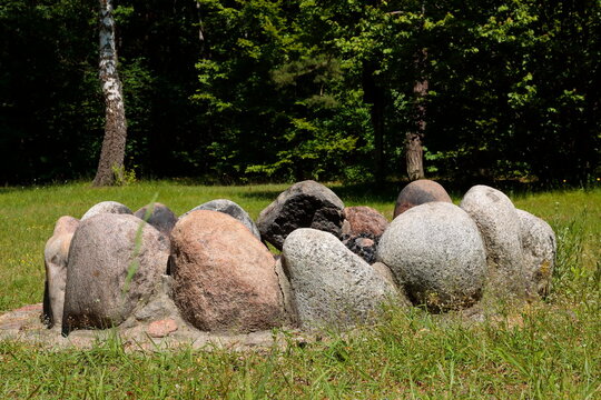 Kamienny krąg ogniska w kampinoskim parku narodowym
