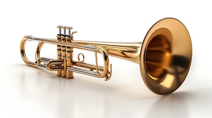 Naklejka premium Wind instrument brass trumpet side profile high resolution picture